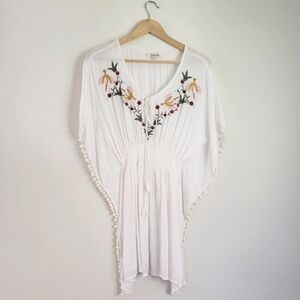 Francesca’s Swim Cover Up Embroidered White Tunic